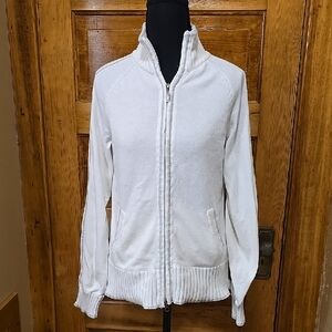 Eddie Bauer Sport Long Sleeve Cream Zip-Up Sweater M